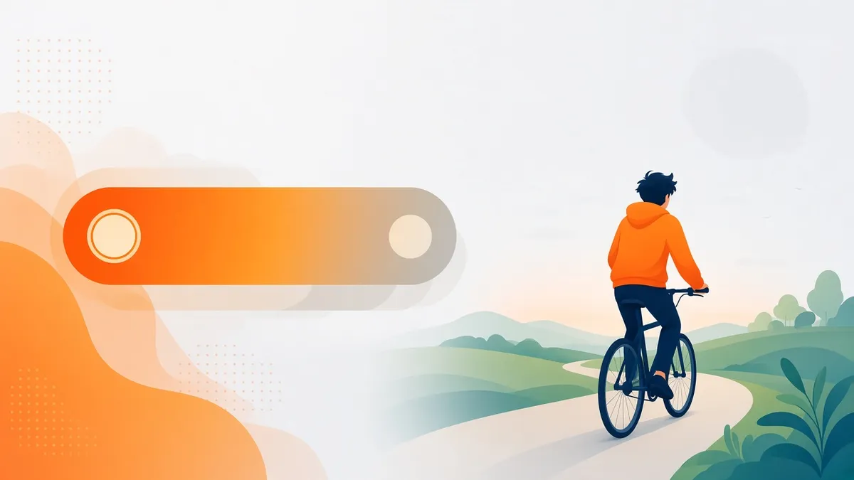 A slider being turned down beside a teen riding a bike toward the horizon, symbolizing less tracking as trust grows.